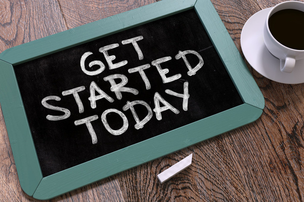 Get Started Today. Inspirational Quote on a Blackboard. - Foto, afbeelding