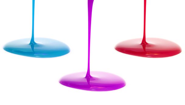 Pouring Red, Purple and Blue Paint / Nail Polish - Φωτογραφία, εικόνα