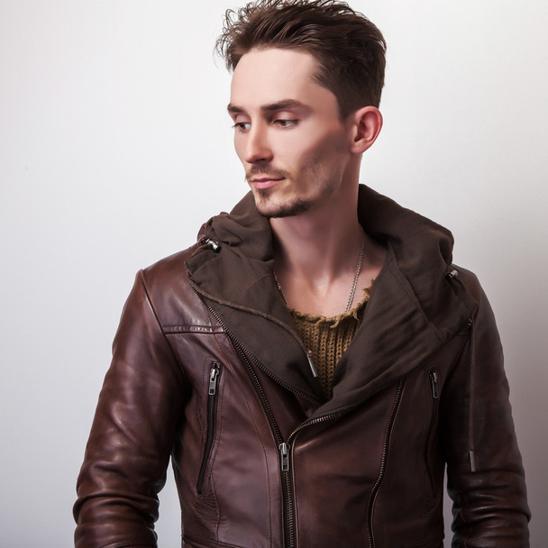 Attractive young man in leather jacket - Fotografie, Obrázek