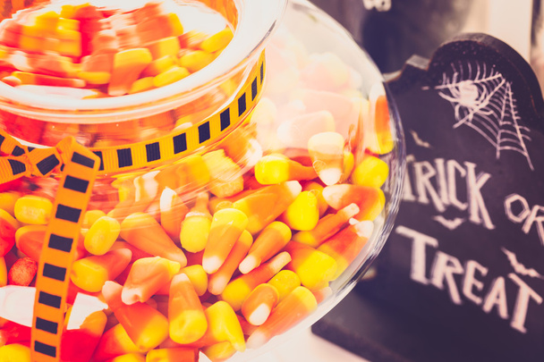 Candy corn in candy jar - Photo, Image