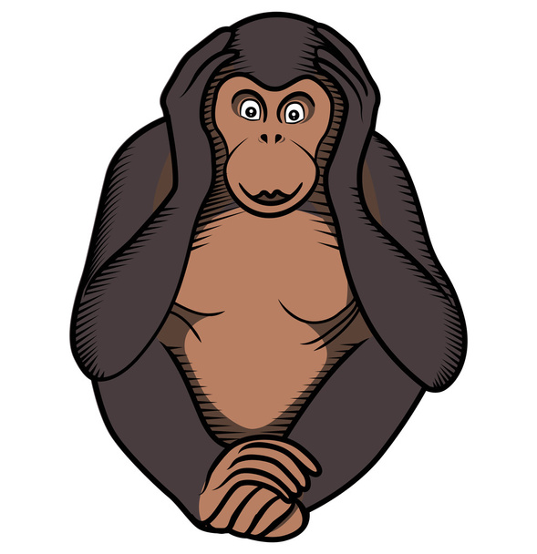 mono cubre sus orejas por las manos
 - Vector, imagen