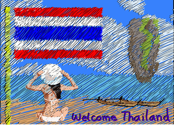 Ласкаво просимо до листівки Таїланду
 - Вектор, зображення