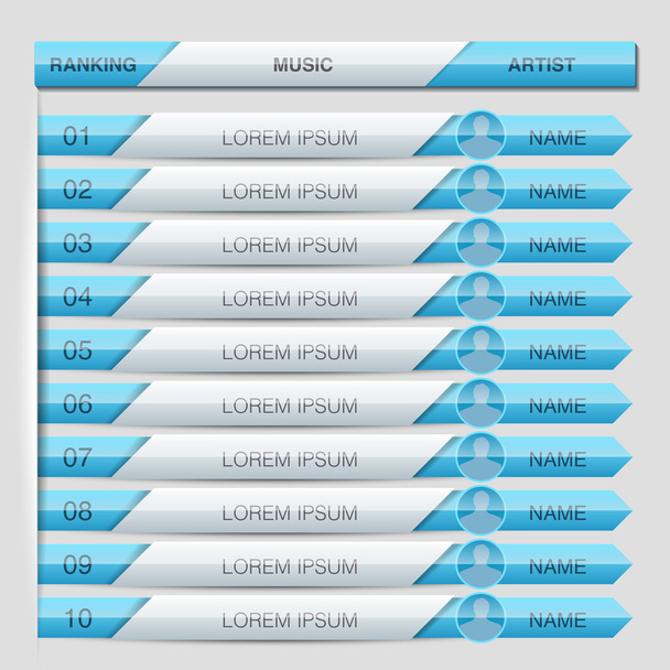Muziek playlist collectie ranking - Vector, afbeelding