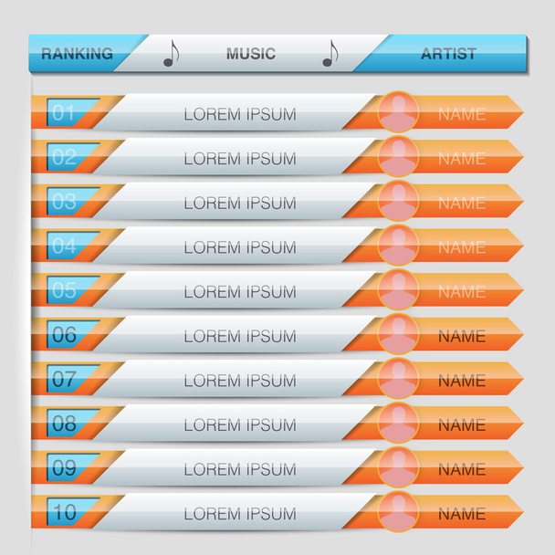 Muziek playlist collectie ranking - Vector, afbeelding