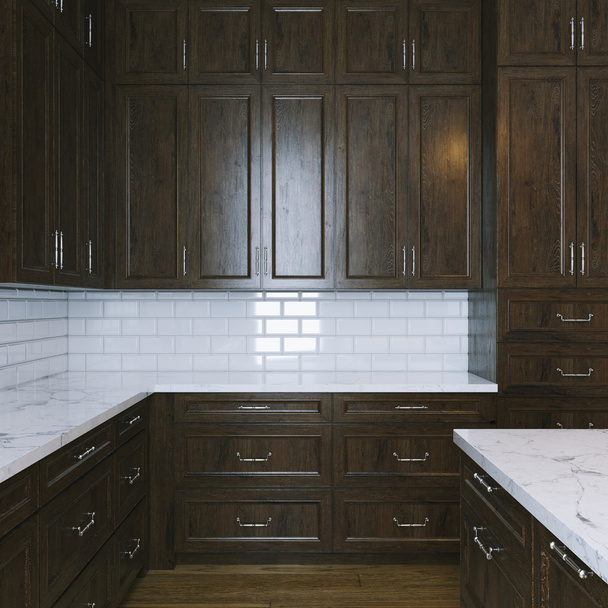 morning in classic wooden kitchen interior - Foto, Bild