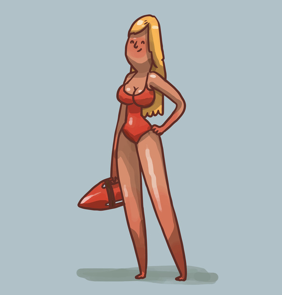 beautiful female lifeguard - Διάνυσμα, εικόνα
