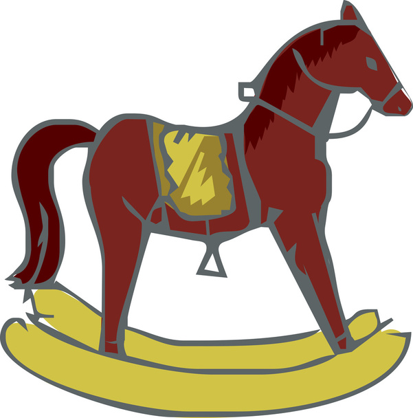 Коричневий іграшковий кінь-качалка для дітей - Вектор, зображення