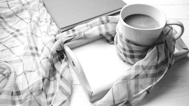 coffee and scarf background black and white color style - Foto, immagini