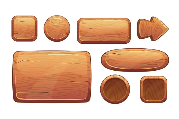 Cartoon wooden game assets - Διάνυσμα, εικόνα
