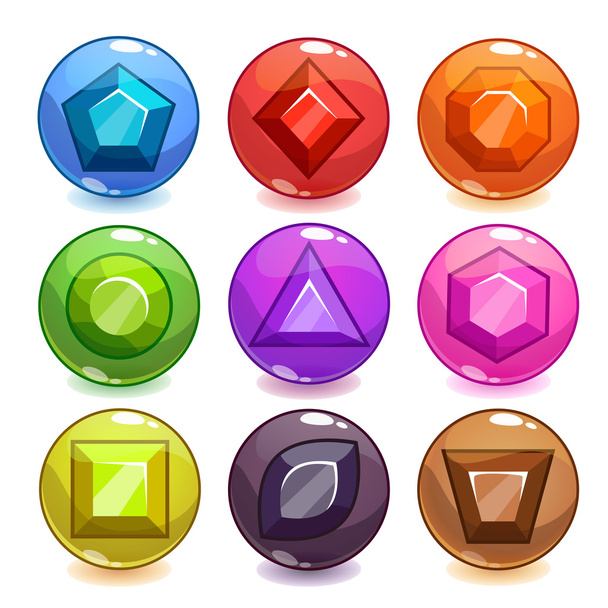 Cartoon colorful bubbles with gemstones inside - Vecteur, image