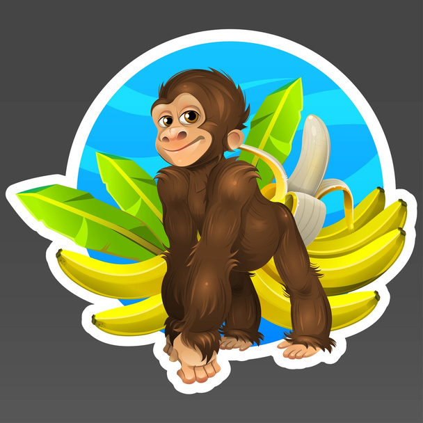 Χιμπατζής με μπανάνες - Διάνυσμα, εικόνα
