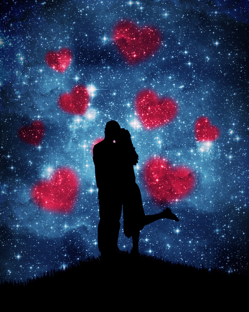 Lovers on the starry sky - Photo, Image