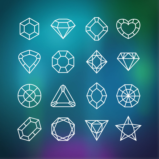 Набір лінійних алмазних піктограм
 - Вектор, зображення