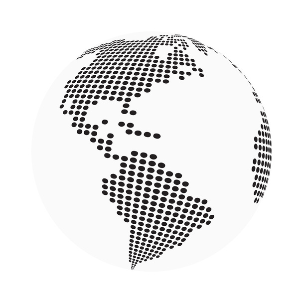 Globus Erde Weltkarte - abstrakter punktierter Vektorhintergrund. Schwarz-weiße Silhouetten-Illustration - Vektor, Bild