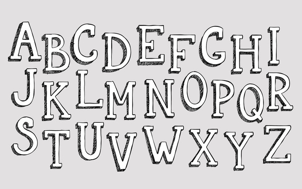 Doodle 3d alphabet - Vetor, Imagem