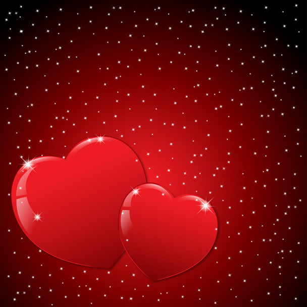 Two Hearts on red background - Vetor, Imagem