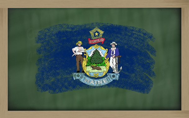 Bandera del estado estadounidense de maine en pizarra pintada con tiza
 - Foto, Imagen