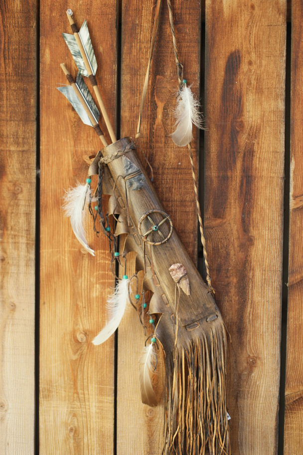 tribal bow and feathers - Photo, Image