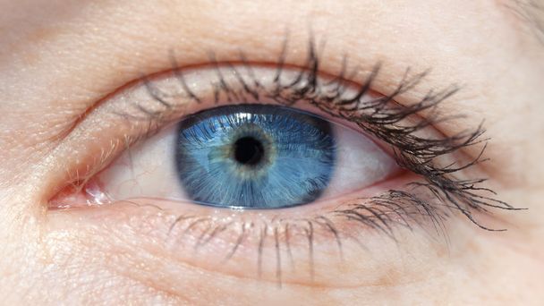 Auge mit blauer Pupille Nahaufnahme - Foto, Bild