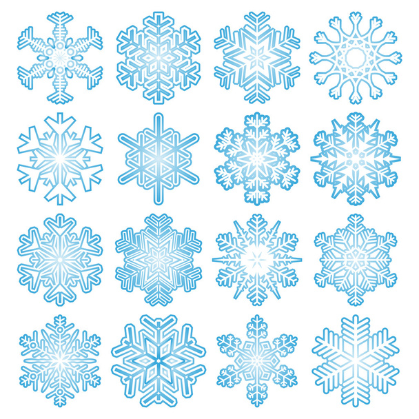 συλλογή από νιφάδες χιονιού μπλε - Διάνυσμα, εικόνα