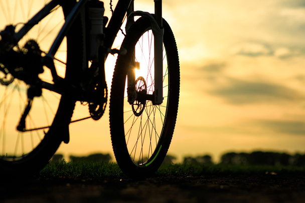 Beautiful close up scene of bicycle at sunset, - Valokuva, kuva