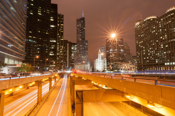 Chicago stavby, tyčící se nad hlavou, rozemletá železniční, městské - Fotografie, Obrázek