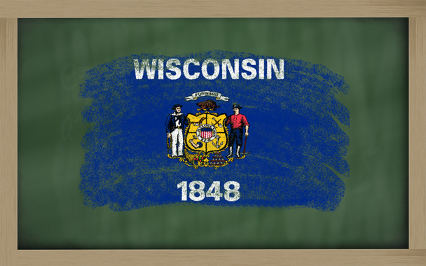 Прапор з нас штату Вісконсін на дошці, пофарбовані з крейдою - Фото, зображення