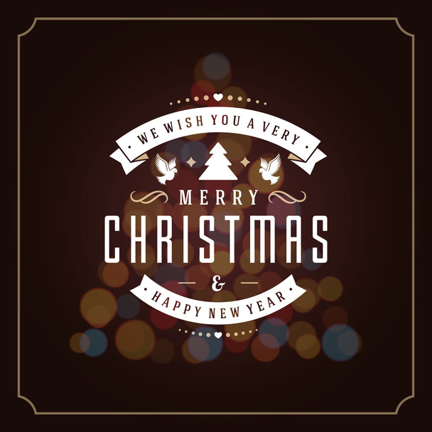 クリスマス ライト、タイポグラフィー ラベル デザインのベクトルの背景 - ベクター画像