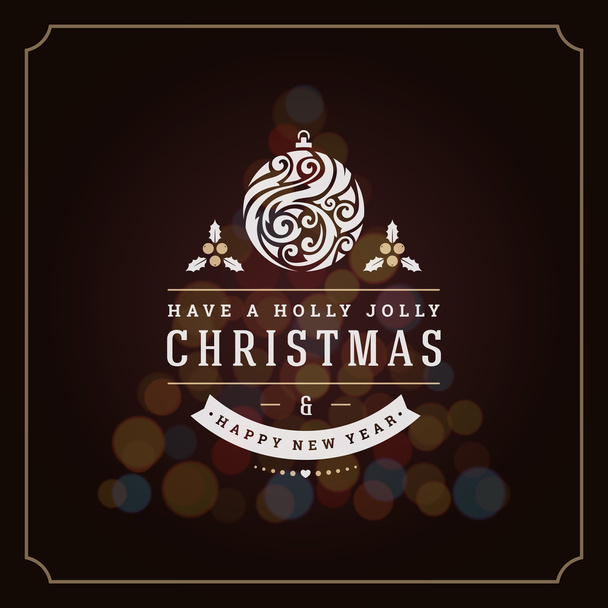 クリスマス ライト、タイポグラフィー ラベル デザインのベクトルの背景 - ベクター画像