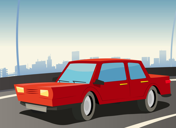 rode auto op stad snelweg - Vector, afbeelding