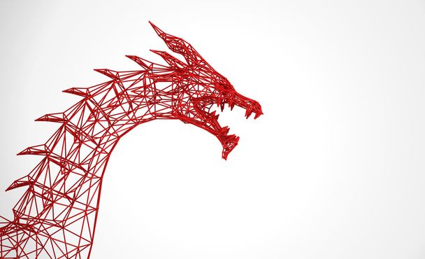 red fire dragon polygon - Photo, Image