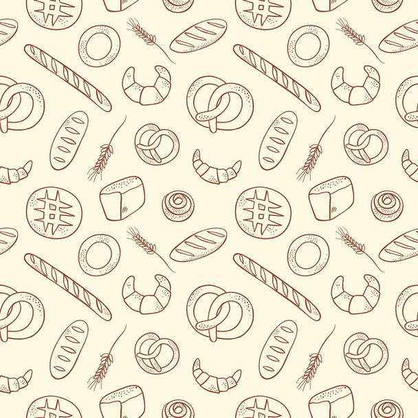 Hand drawn  doodle bakery seamless background - Vector, afbeelding