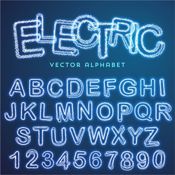 blue electric alphabet - Vector, Image