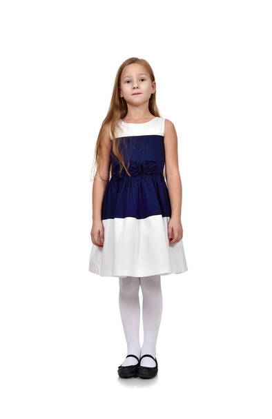 Cute young girl in blue dress - Фото, зображення