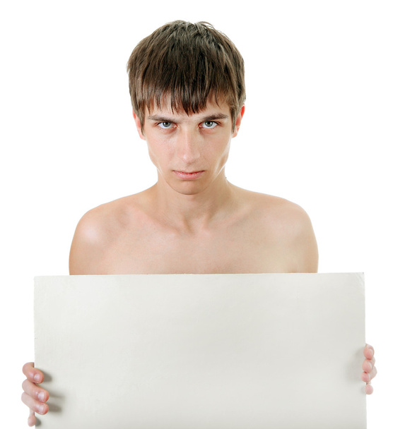 Young Man with Blank Board - Foto, Imagen