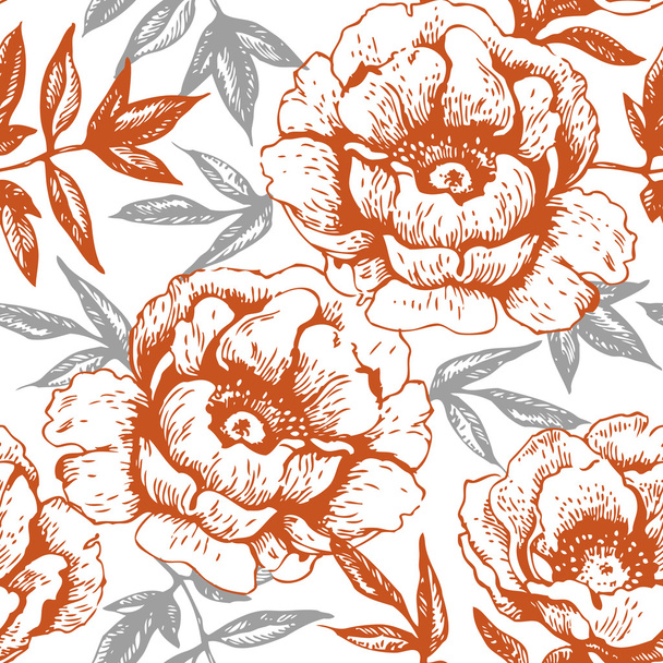 バラとシームレスな花のパターン - ベクター画像