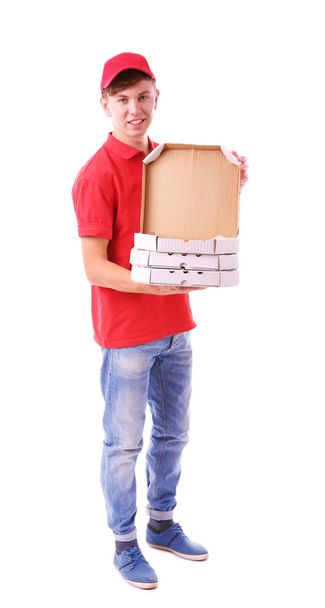 Delivery boy with pizza boxes - Foto, Imagen