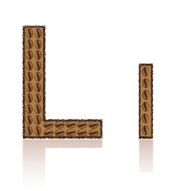 Letter L is made grains of coffee vector illustration - Vektör, Görsel