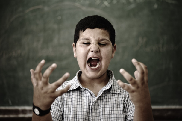 Furious mad pupil at school yelling - Photo, image