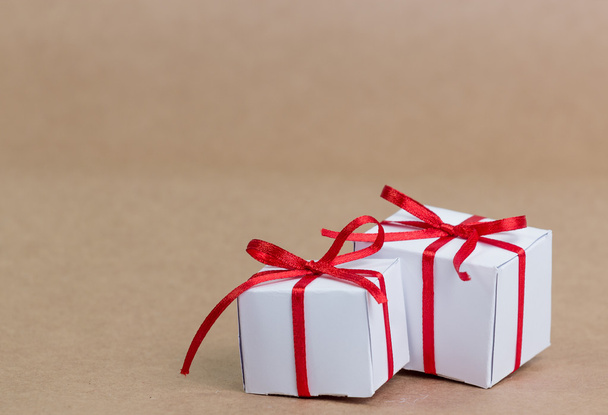 Classy Christmas gifts box presents on brown paper - Фото, зображення
