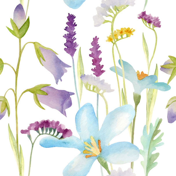 Watercolor flowers pattern. - Vetor, Imagem
