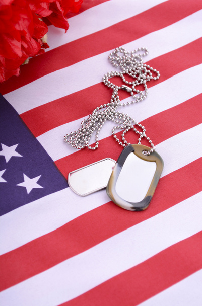 Veterans Day USA Flag with dog tags - Photo, Image