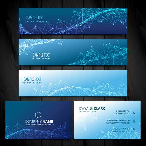 business card and web banners collection - Vector, imagen