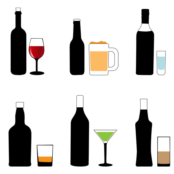 Alcohol glass and bottle - Vektor, obrázek