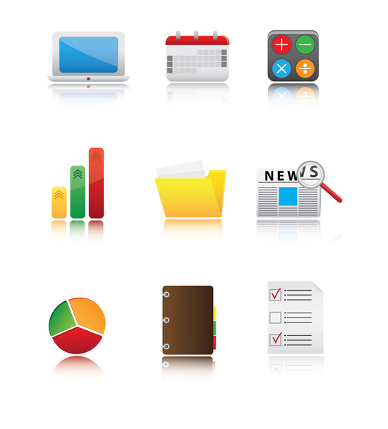 Icon Set Office And Business Vector - Vector, Imagen