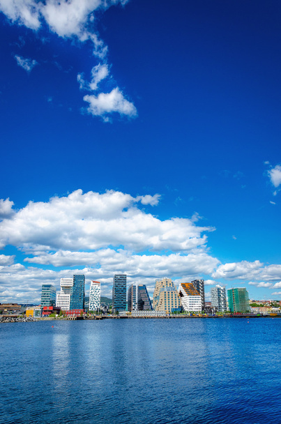 Skyline do distrito de negócios moderno em Oslo, Noruega, Escandinávia
 - Foto, Imagem