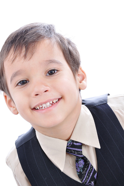 A little cute kid in business suit isolated - Foto, Imagem