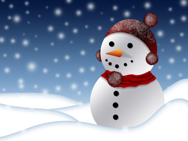 Boneco de neve na paisagem Wintry - Foto, Imagem