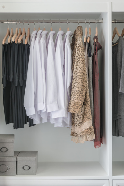 pantalons, chemises et robe suspendus
 - Photo, image