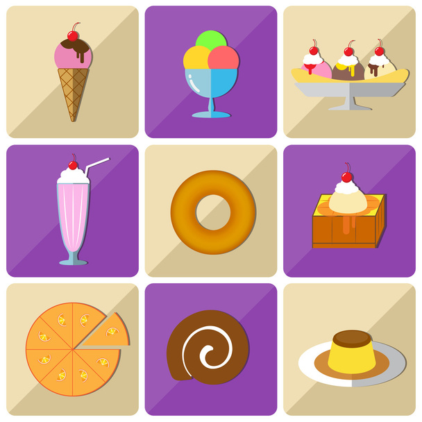 Icon set dessert - Vector, Image
